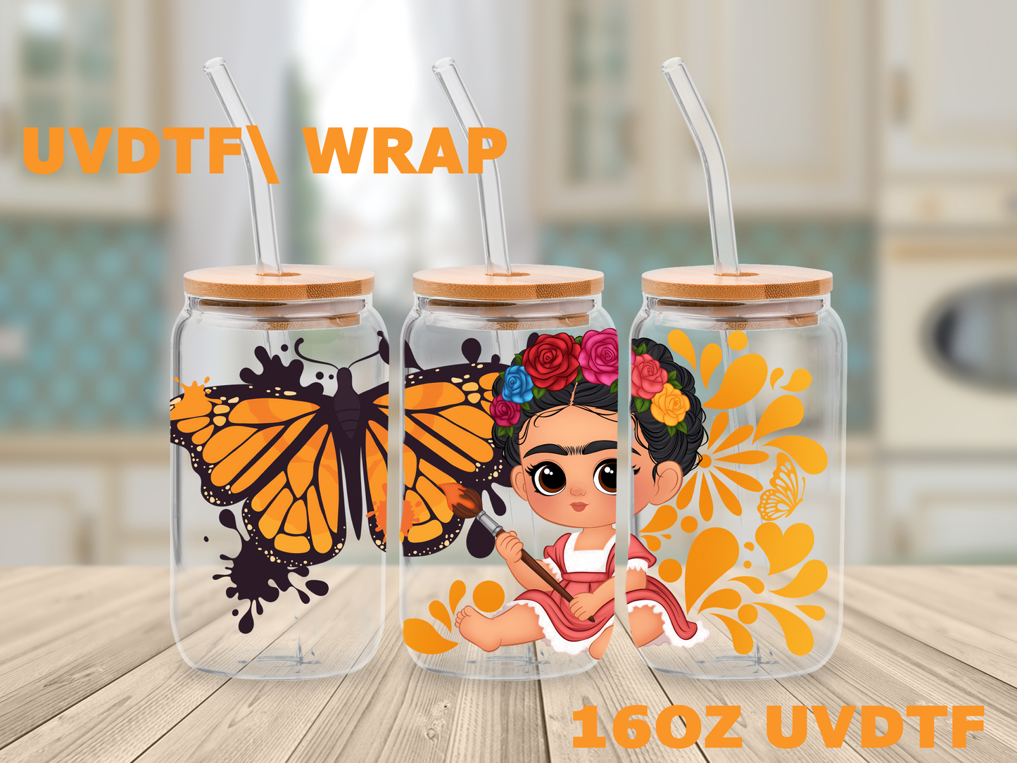 monarca-mariposa-frida-bebe--talavera- uvdtf wrap/envoltura