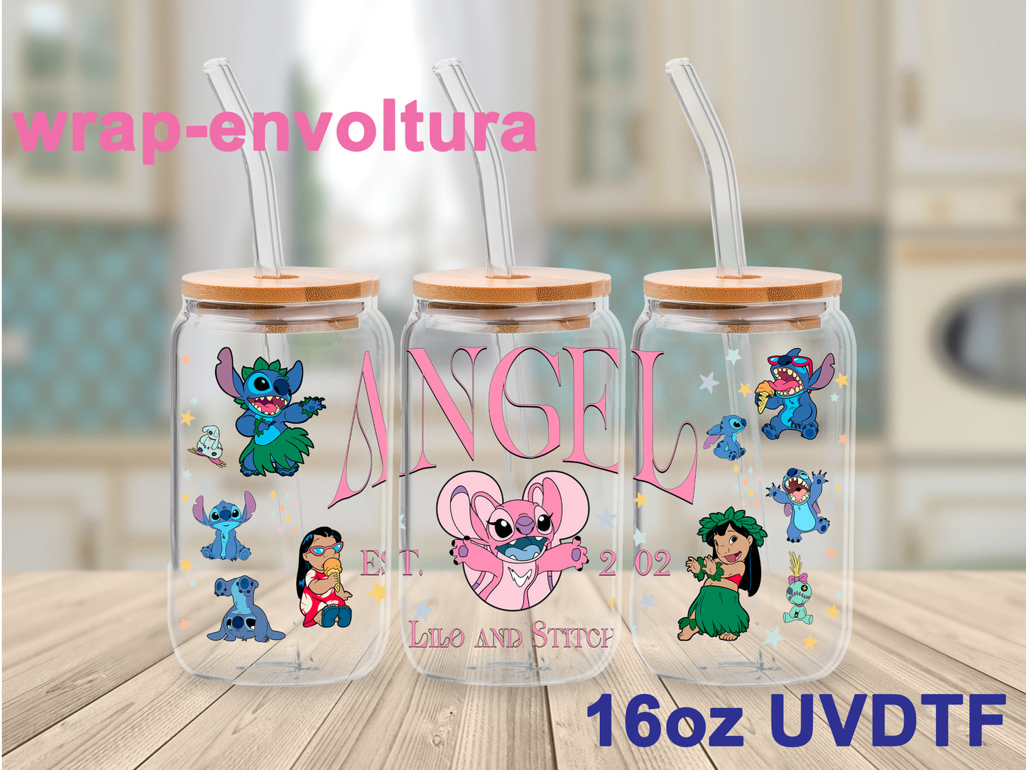 Angel-monito azul uvdtf wrap/envoltura