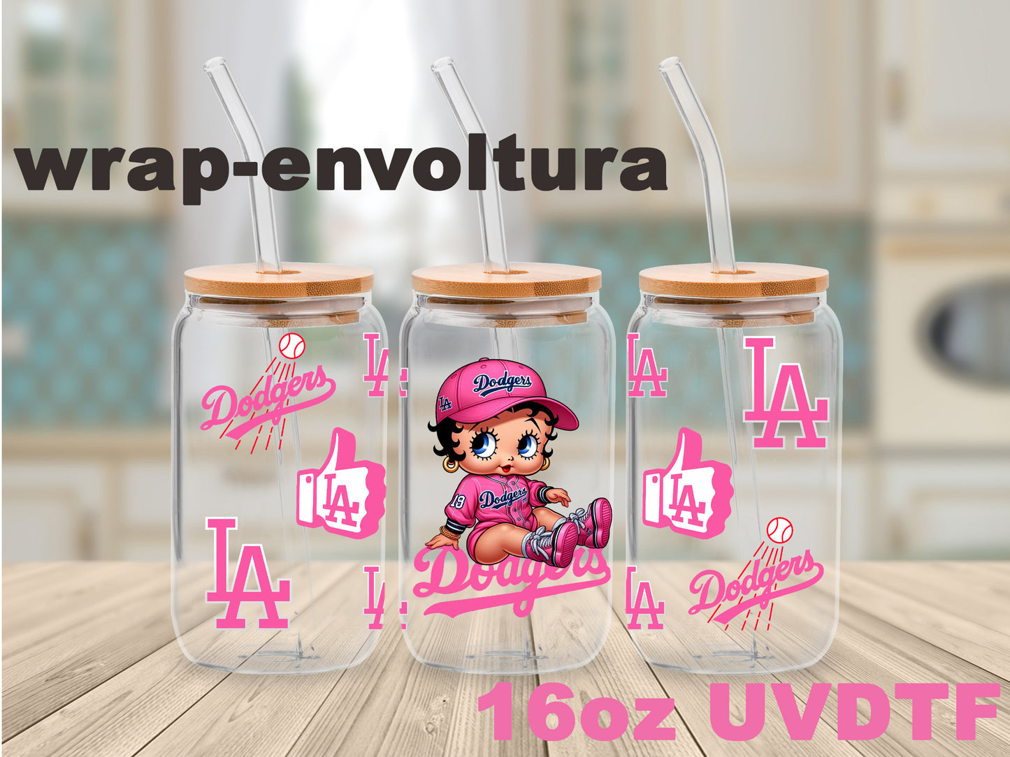 Betty Boop Dodger Rosa uvdtf wrap/envoltura