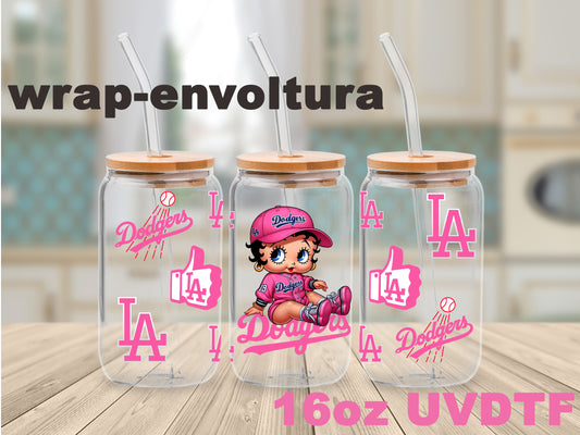 Betty Boop Dodger Rosa uvdtf wrap/envoltura