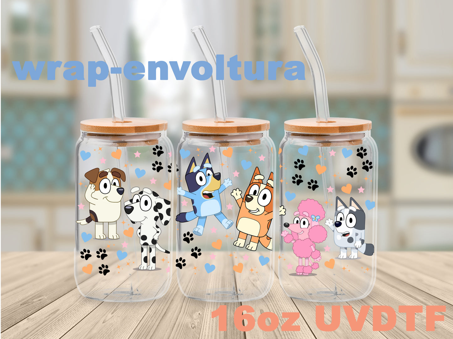 Bluey Personajes uvdtf wrap/envoltura