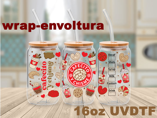 Cafecito y Chisme Rojo uvdtf wrap/envoltura