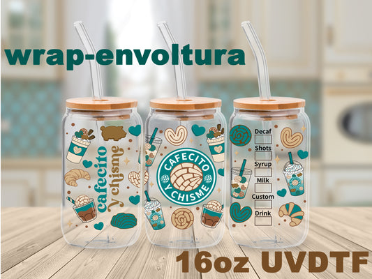 Cafecito y Chisme Verde uvdtf wrap/envoltura