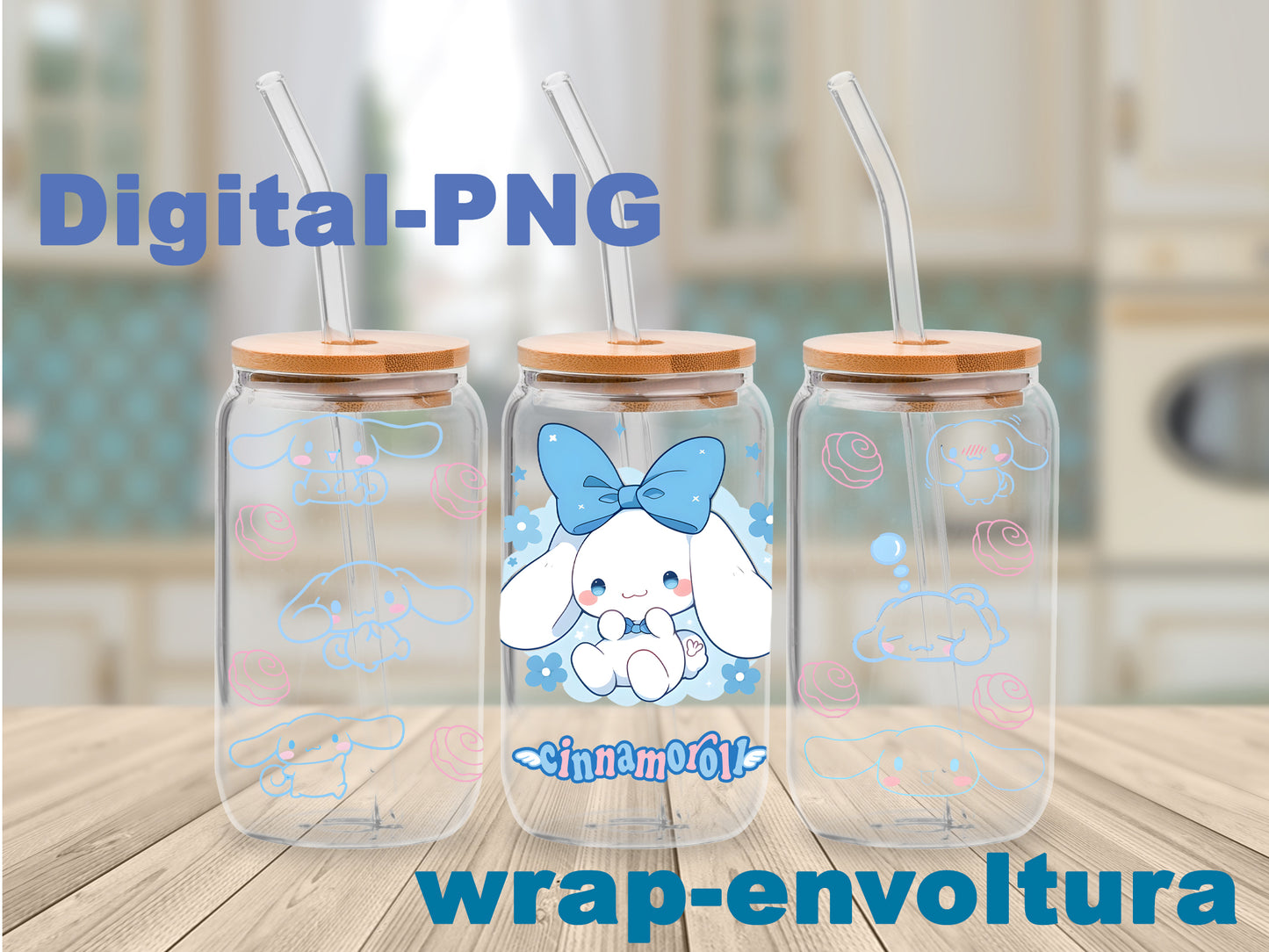 Cinnamoroll Azul Digital-PNG wrap/envoltura