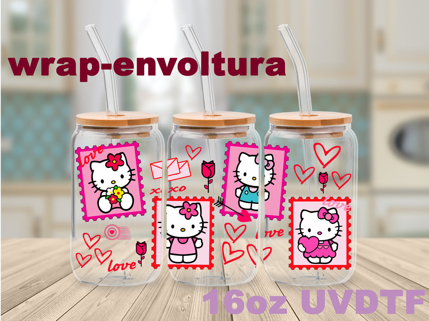 Corazón Kitty uvdtf wrap/envoltura