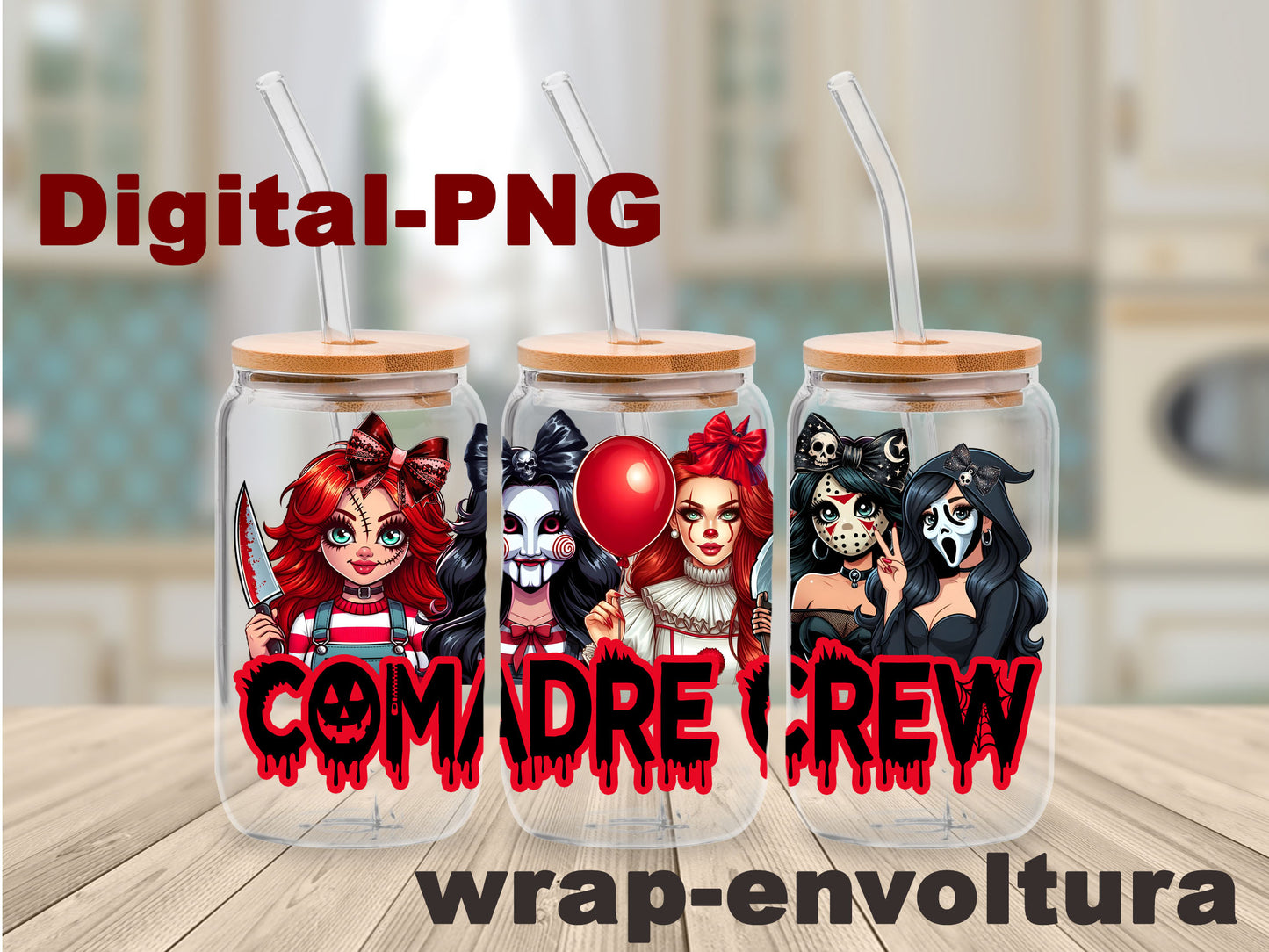 Comadre Crew Digital-PNG wrap/envoltura