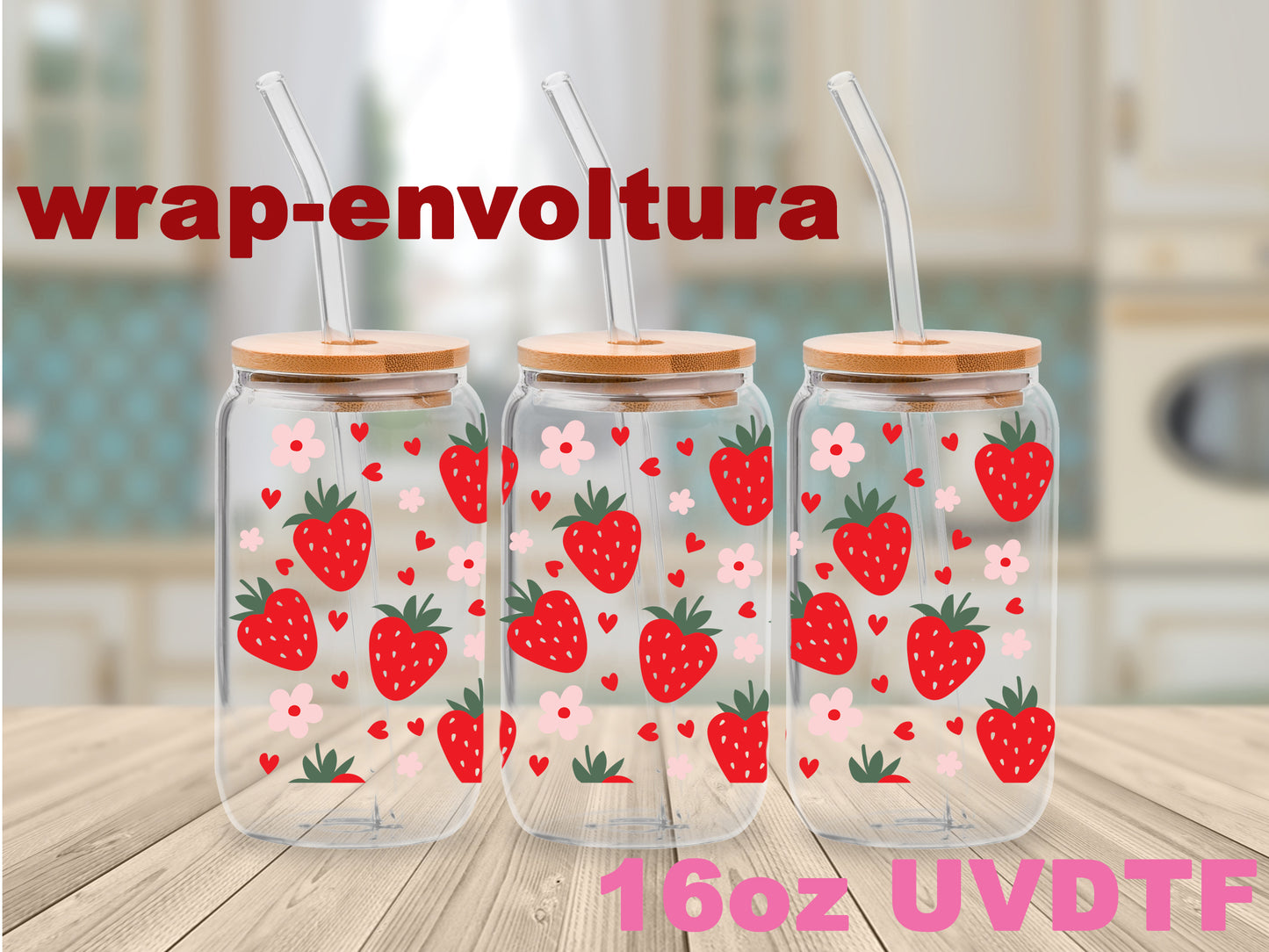 Flores y Fresas uvdtf wrap/envoltura