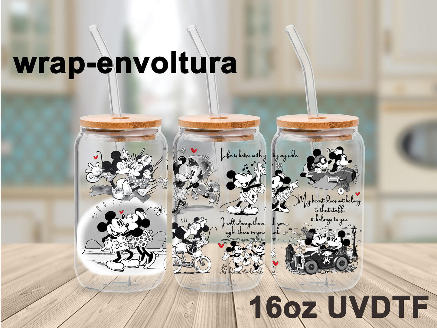 Mickey Blanco y Negro uvdtf wrap/envoltura