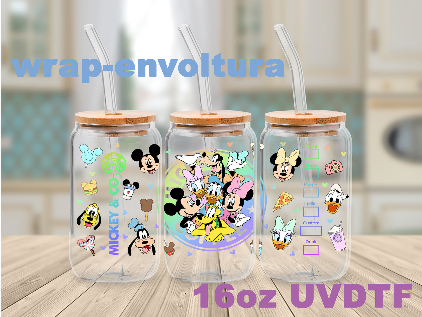 Mickey Coffee Rainbow uvdtf wrap/envoltura