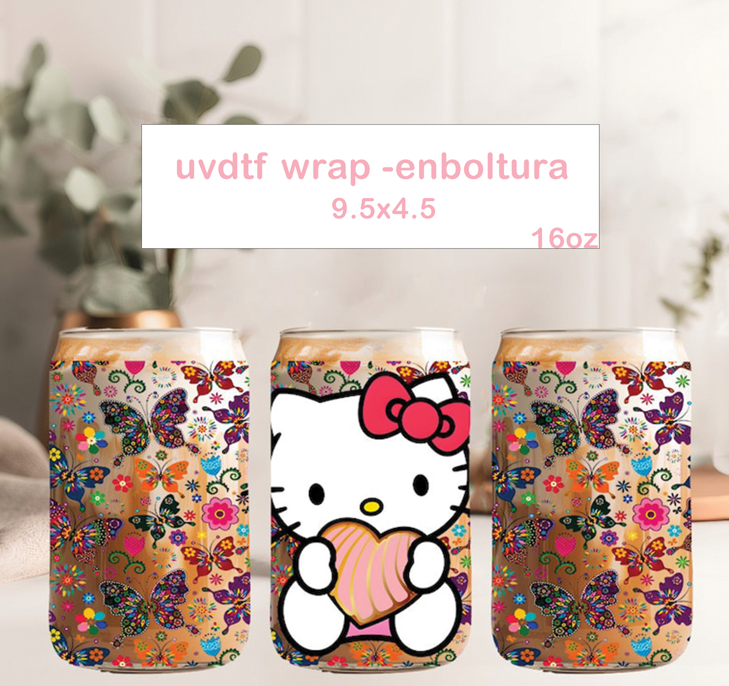 wrap-16 oz -envoltura -uvdtf kitty mexicana mariposas